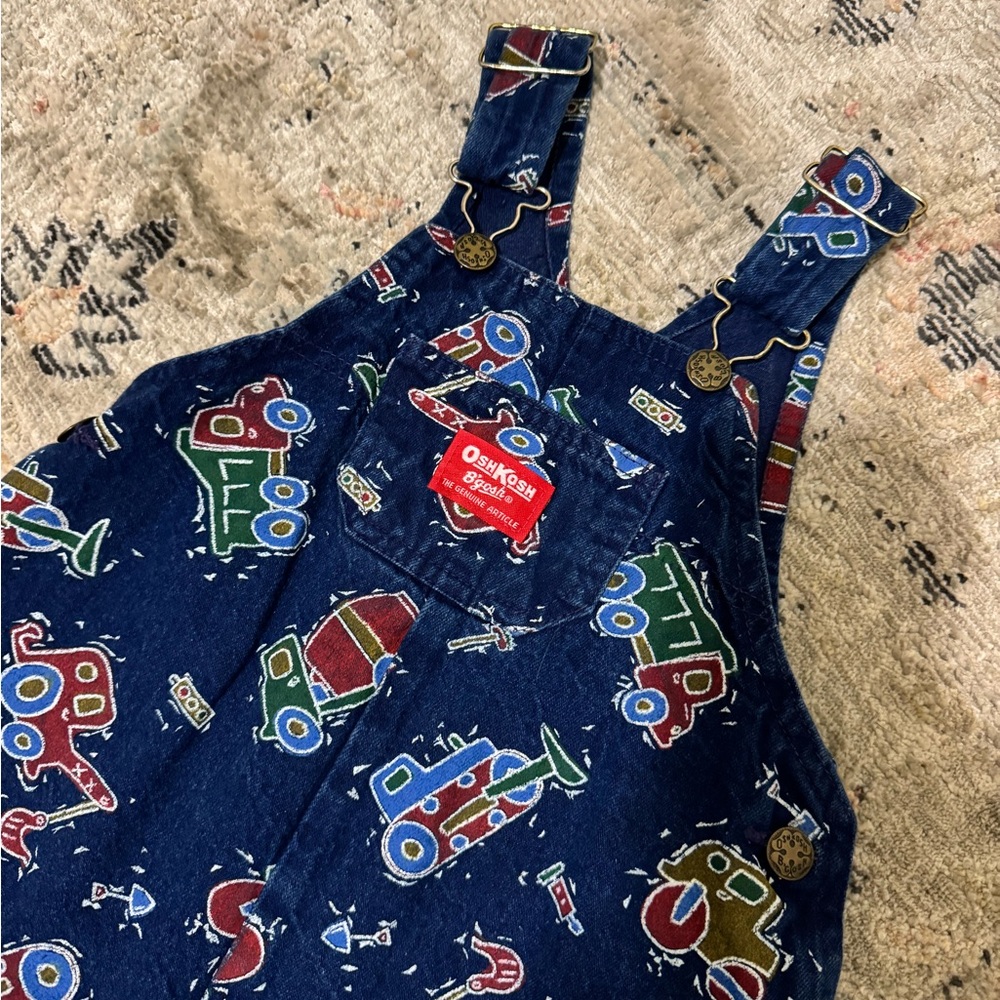 OshKosh B'gosh Navy Overalls Construction Print - Picture 2 of 5